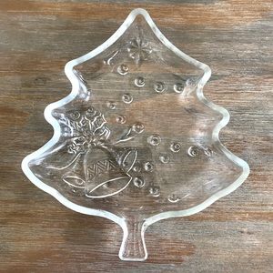 Vintage Christmas Clear Tree Serving Plate – Holiday Elegance!